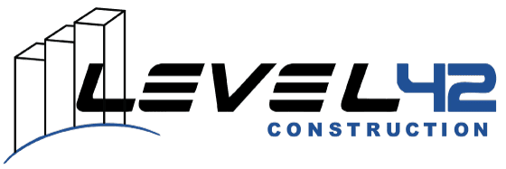 Logo for Level 42 Construction, a division of Landmark Building & Design, Inc., featuring stacked blocks and stylized text.